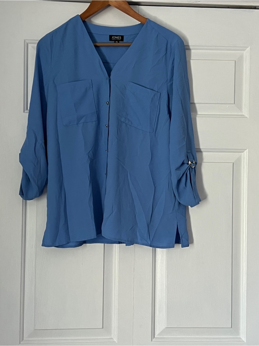 Jones New York Sky Blue V-Neck Button-Front Tunic
